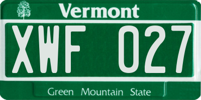 VT license plate XWF027