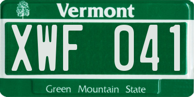 VT license plate XWF041