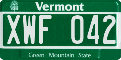 VT license plate XWF042