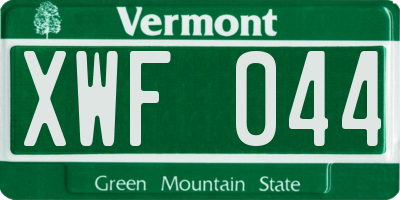 VT license plate XWF044