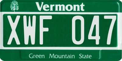 VT license plate XWF047
