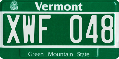 VT license plate XWF048
