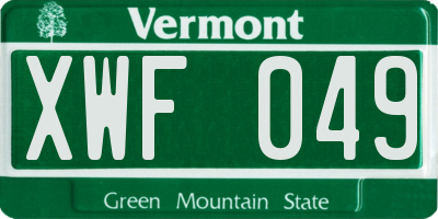 VT license plate XWF049