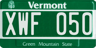 VT license plate XWF050
