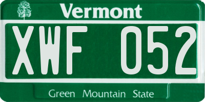 VT license plate XWF052