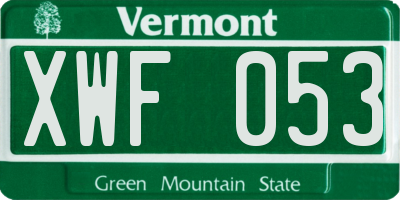 VT license plate XWF053