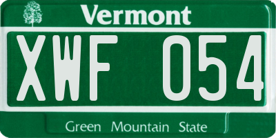 VT license plate XWF054