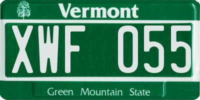 VT license plate XWF055