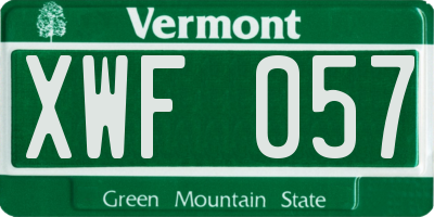 VT license plate XWF057
