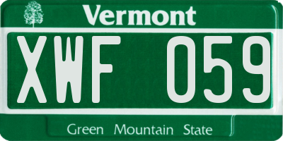 VT license plate XWF059