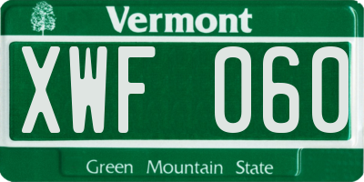 VT license plate XWF060