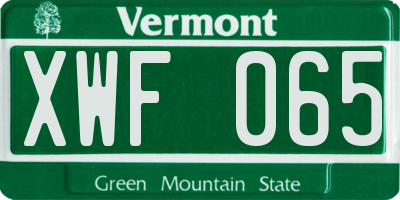 VT license plate XWF065