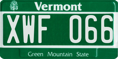 VT license plate XWF066