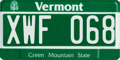 VT license plate XWF068