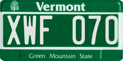 VT license plate XWF070