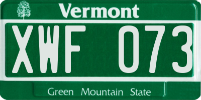 VT license plate XWF073