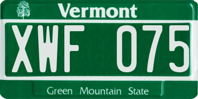 VT license plate XWF075