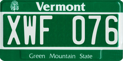 VT license plate XWF076