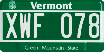 VT license plate XWF078
