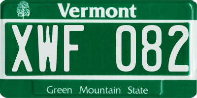 VT license plate XWF082
