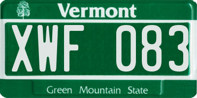 VT license plate XWF083