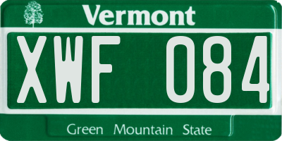 VT license plate XWF084