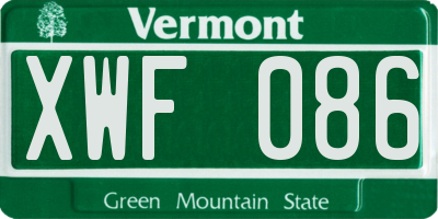 VT license plate XWF086