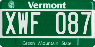 VT license plate XWF087