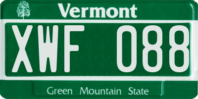 VT license plate XWF088