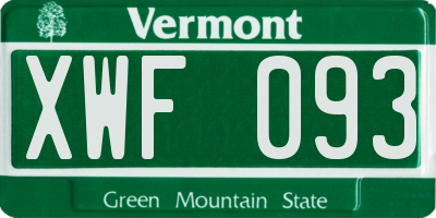 VT license plate XWF093