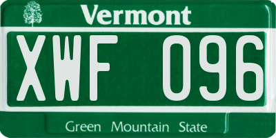 VT license plate XWF096
