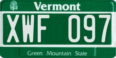 VT license plate XWF097
