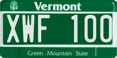 VT license plate XWF100