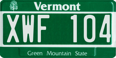VT license plate XWF104