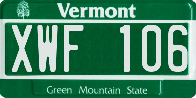 VT license plate XWF106