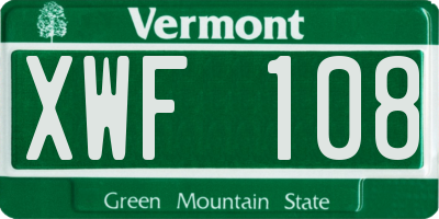 VT license plate XWF108