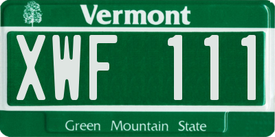 VT license plate XWF111