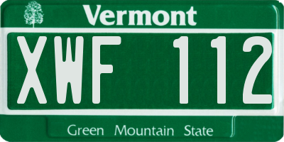 VT license plate XWF112