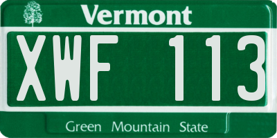 VT license plate XWF113