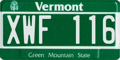 VT license plate XWF116