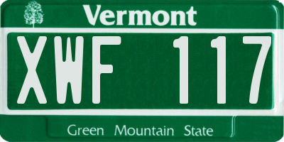 VT license plate XWF117