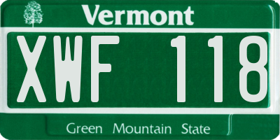 VT license plate XWF118