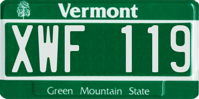 VT license plate XWF119