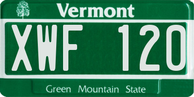 VT license plate XWF120