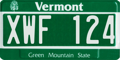 VT license plate XWF124
