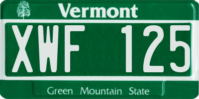 VT license plate XWF125