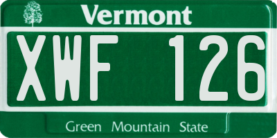 VT license plate XWF126