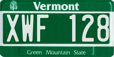 VT license plate XWF128