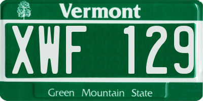 VT license plate XWF129