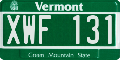 VT license plate XWF131